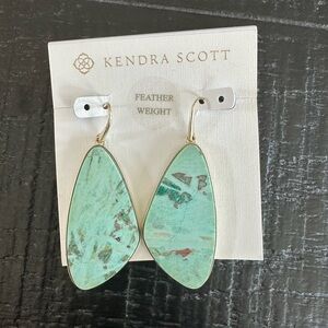 Kendra Scott Large McKenna Drop Earrings in Gold and Sea Green Chrysocolla